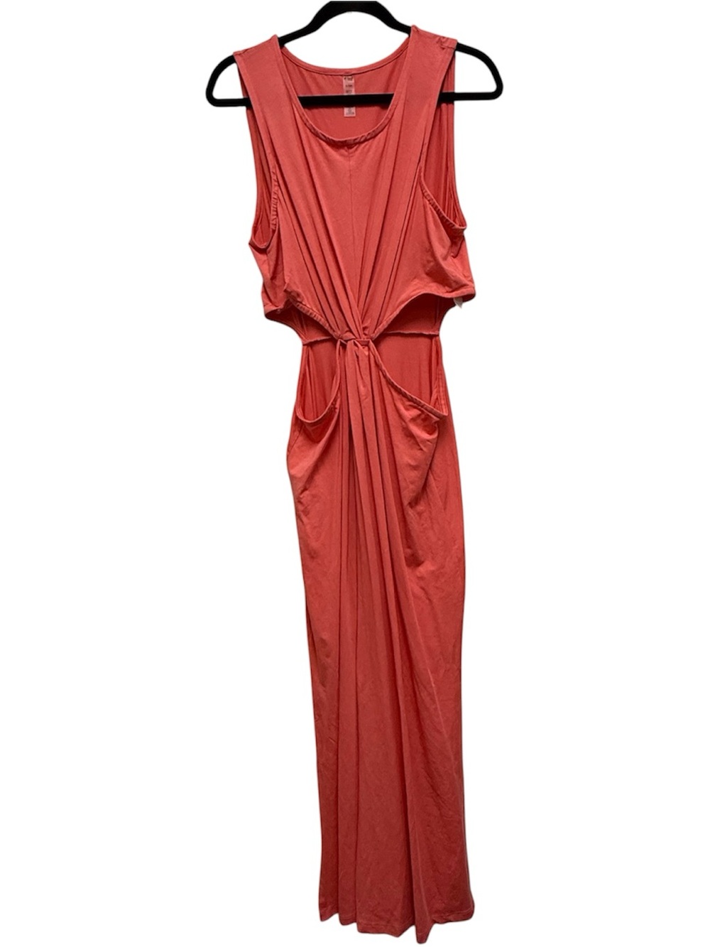 Beyond Yoga Sleeveless Coral Knot-Front Maxi Dress